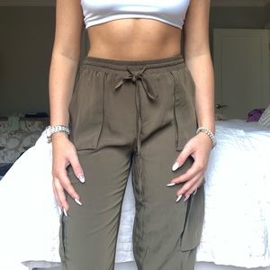 Army Green Silk Sweatpants